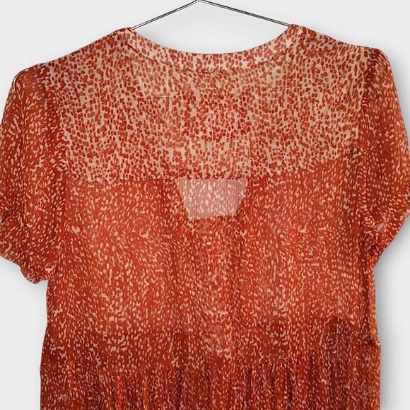 MAEVE Womens Dress Sz XS Semi Sheer‎ Orange Short Sleeve Beachy Swiftie Adrian - Picture 4 of 11